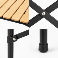 Table de camping pliable portable avec plateau à lattes en métal et structure en X pour pique-nique, barbecue et loisirs en extérieur