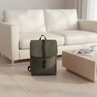Sac à dos pour ordinateur portable en cuir recyclé Baran avec fermeture éclair, rabat imperméable, idéal pour les voyages d'affaires, les étudiants et l'école