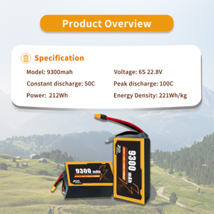 Batería Lipo para Dron FPV 6S 22.8V 9300mAh 100C <span class=keywords><strong>de</strong></span> Alta Tasa <span class=keywords><strong>de</strong></span> Descarga y Alta Capacidad para Drones FPV <span class=keywords><strong>de</strong></span> 6 Pulgadas y Coches <span class=keywords><strong>de</strong></span> Juguete RC - Product Image 2