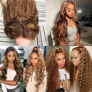 डिकालू ब्राजीलियन बालों में गहरी लहर के सामने गहरे तरंग वाले बालों को उजागर करते हैं काले भूरे रंग की महिला वर्जिन ब्राजीलियन सस्ते - Product Image 5