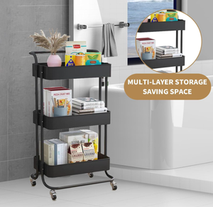 Étagère de rangement pour collations de couleur bonbon, chariot mobile en acier au carbone pour cuisine, étagère de rangement multi-niveaux sur pied pour salon - Product Image 1