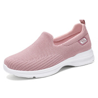 Femmes tricot sans lacet baskets dames élastique bas haut appartements léger respirer maille mode baskets volant tissé mocassins chaussures