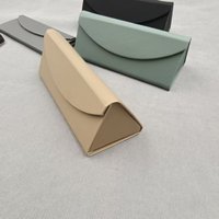 Échantillon gratuit YAZHI logo personnalisé porte-lunettes de soleil magnétique en cuir pour étui à lunettes de soleil pliant triangle