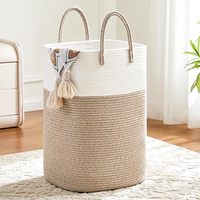 Panier à linge en corde de coton tressée, panier à linge avec compartiments, 60L, rangement polyvalent pour vêtements sales