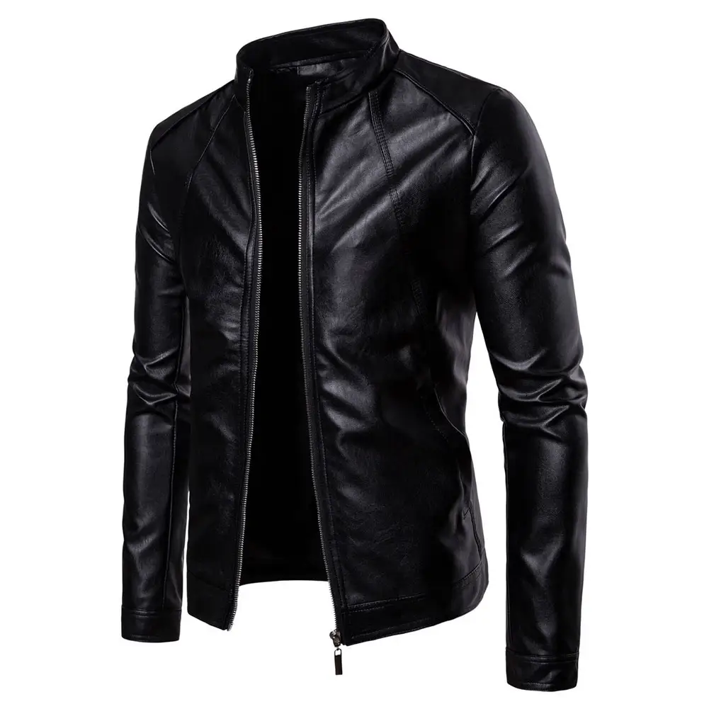 Fashion Designs Boys Classic Biker Jacket Motorcycle Pu Faux Leather Jacket For Mens Blazer Masculino Slim Fit Leather Coat