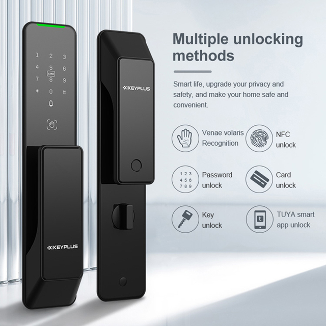 Trustable Keyplus KX2 Patented Ultra-thin Panel Integrated-motor Anti-Copy Card Advanced Smart Room Door Locks