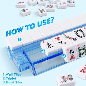 Ensemble de table de mahjong moderne en acrylique tout-en-un pour 4 joueurs, avec support de tuiles transparent et pousse-tuiles, ensemble de jeu universel fabriqué en Chine - Product Image 5