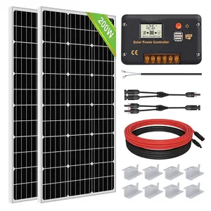 Kit de Panel Solar monocristalino de alta eficiencia, 200 vatios, 12 voltios/24 voltios, controlador de carga PWM de 30A para RV