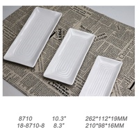 Restaurant Vaisselle Snack Servant Japandi Événement 8 Pouces Incassable Blanc Rectangle Mélamine Sushi Assiette À Dîner