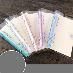 Toptan A5 A6 plastik temizle PVC bütçe bağlayıcı şeffaf Mini doldurulabilir renkli gevşek yaprak 6 halka bağlayıcı bütçe planlayıcısı