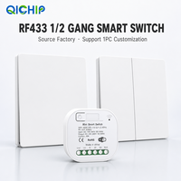 Interrupteur intelligent auto-alimenté QX-302, compatible avec Alexa, Google Home Assistant, commande vocale, interrupteur intelligent WiFi Tuya