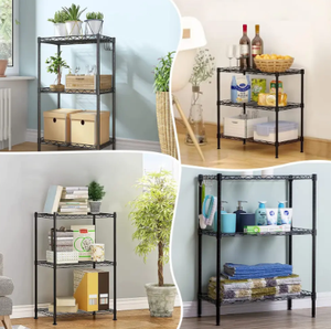 Estante de almacenamiento de 3 niveles Estantería de alambre Estante de almacenamiento de metal para organización de cocina con pies de nivelación Negro - Product Image 6