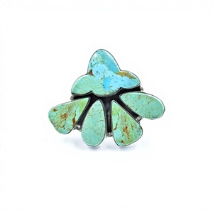 Bague ajustable en argent sterling avec turquoise de Royston et turquoise Mojave, faite à la main, bijoux en pierres précieuses naturelles, vente en gros - Product Image 1