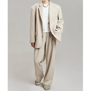 Giacca da donna Beige a medio peso vestibilità oversize Silhouette imbottita sulle spalle con patta tasche anteriori con bottone sul davanti <span class=keywords><strong>blazer</strong></span> oversize - Product Image 6