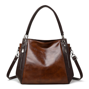 Vintage Öl-Wachs PU Damen Hobo Handtasche mit Seitenreißverschluss-Tasche, Obergriff, Abnehmbarer Verstellbarer Schulterriemen, Wasserdicht - Product Image 1