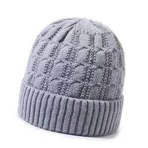 Wholesale Custom Beanie Knit Cap Jacquard Winter Beanie 100% Acrylic Knit Cap Winter Hat