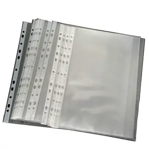 100Pcs A4 11 Holes Loose Leaf Documents Sheet Protectors Plastic Punched Pockets Folders Filing Transparent Folder BagP