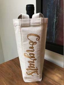 Sac fourre-tout en toile de coton personnalisé avec nom, bouteilles de vin et de champagne, emballage en vrac, impression de logo personnalisé, motif rayé, sacs de shopping - Product Image 3