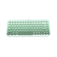 Keyboard Nirkabel Ergonomis 2.4G dengan Tombol Bulat Retro Berwarna Senyap untuk Laptop Kantor