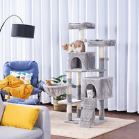 Arbre à chat en bois avec griffoir, hamac, tour et maison, en peluche grise, livraison gratuite depuis l'usine chinoise