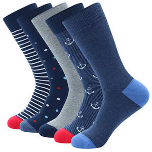 Venta al por mayor a granel de los hombres sobre la pantorrilla calcetines de vestir de gran tamaño EE. UU. 10-13 Polka Dot <span class=keywords><strong>Dark</strong></span> Stripes Calcetines de negocios para los hombres - Product Image 1