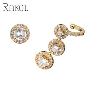 Pendientes de Aro RAKOL EP2927, Chapados en Oro, con Cristales, para Novia, Boda, Diseño Único, Asimétricos, Exquisitos, Envueltos, Lujosos - Product Image 2