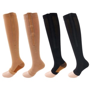 Open Toe Compression Genou <span class=keywords><strong>Bas</strong></span> Vericose Veins Zipper Chaussettes pour Femmes Hommes - Product Image 1