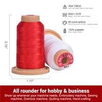Fil à Broder Richword 800m Chaque Bobine 40 Couleurs 40WT 108D/2 100% Polyester pour Machine à Coudre et à Broder