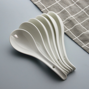 Custom Logo White Serving <strong>Spoons</strong>,Ceramic Pho Soup <strong>Spoons</strong> for Restaurant,Asian Wonton <strong>Spoons</strong>
