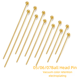 หมุดหัวบอลสแตนเลสเคลือบ PVD 18K หลากหลายแบบสำหรับทำเครื่องประดับ |   มีจำหน่ายในไซส์ 05/06/07 |   ทนทานและปลอดภัยต่อผิวแพ้ง่าย - Product Image 2