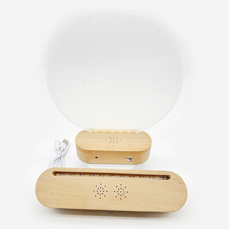 USB Rechargeable Dimmable Warm White Minimalist Music Box LED Night Light Touch Control for DIY Wooden Base Smart Home
