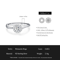 Bague halo en moissanite Ailmay D Color 4,5 mm, argent sterling 925, élégante et tendance, pour femmes, bijoux fins pour mariage