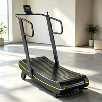 Tapis de course manuel incurvé auto-alimenté, équipement de fitness non motorisé pour entraînement cardio et cross-training avec écran LED