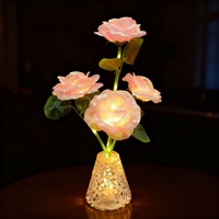 Ornement LED AB en forme de rose, décoration intérieure pour chambre à coucher, design moderne et simple, lumière blanche chaude, alimentation USB, veilleuse