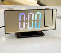Horloge Réveil Intelligente à Projection Multifonctionnelle avec Miroir, Horloge Lumineuse pour Chambre à Coucher, Horloge à Projection à Grand Écran