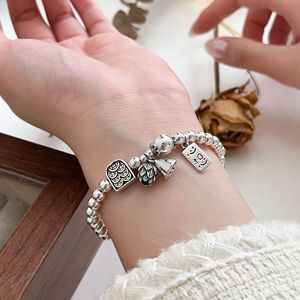 S925 Sterling <b>Silver</b> <b>Beaded</b> Bracelet With Lotus Seed Charm Ethnic Style Women's Jewelry Everyday Wear - Product Image 2