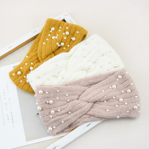 Bandeaux d'hiver pour femmes, bandeaux en perles, bandeaux chauffe-oreilles pour filles, bandeaux en tricot doux et élastiques - Product Image 4