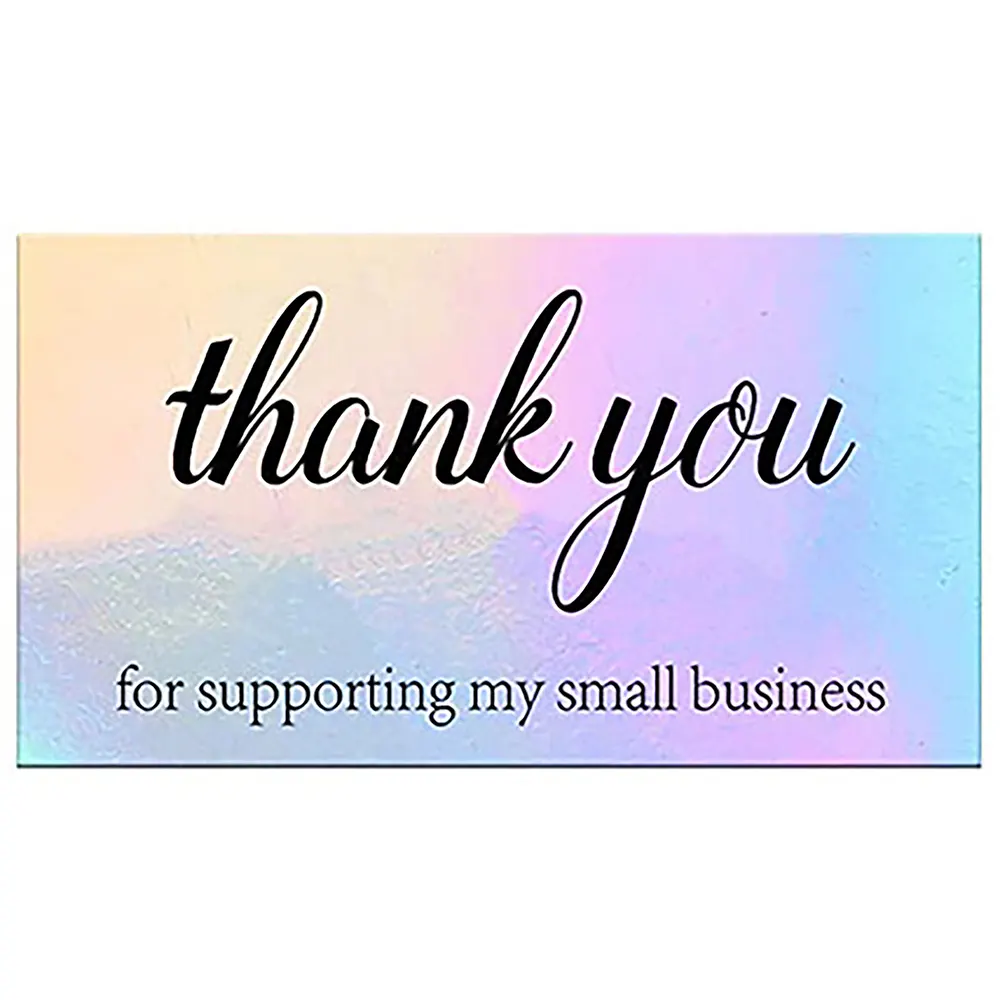 Großhandel Günstige Custom ized Logo danke holo graphische Visitenkarte für Support meine kleine Firma