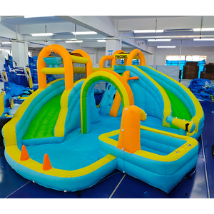 Château gonflable USA Stock avec double toboggan aquatique, piscine à jets d'eau, mur d'escalade, pour grands enfants, pour jardin, utilisation humide ou sèche - Product Image 4