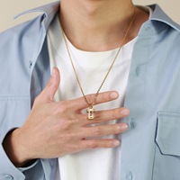 Pendentif Médaillon en Verre Acier Inoxydable Bijoux Commémoratifs Homme Bijoux Funéraires pour Cendres