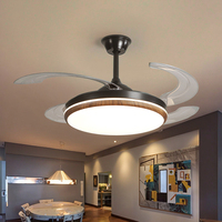 Ventilateur de plafond intelligent LED de 42 pouces, lampes LED, moteur, 4 pales, 6 vitesses, variateur d'intensité, télécommande, connectivité Wi-Fi, design moderne