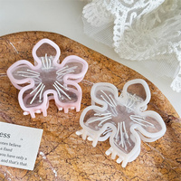 2025 luxe acétate épingle à cheveux Logo personnalisé petit 7cm frais requin plaque épingle à cheveux grande fleur pince pour printemps/été Transparent