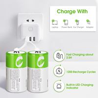 Baterai Lithium Isi Ulang C2 Ukuran Sedang dengan Port Tipe-C Pengisian Langsung 1.5V 5000mAh 1200 Siklus Penggunaan untuk Audio/video