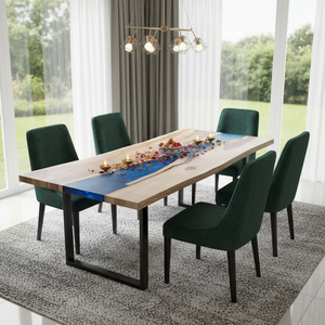 Luxury Handcrafted Rectangle Epoxy Resin Acacia Wood Dining Table for Home Office Hotel Living Room Use Modern Design Diwali - Product Image 3