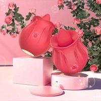 Rosenförmiger Vibrator, 10 Zungenleck-Modi, Wasserdicht, Starke Stimulation für Frauen