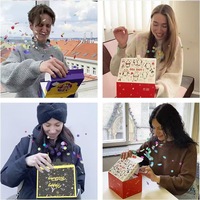 Boîte cadeau surprise à confettis personnalisée OEM/ODM, emballage cadeau d'usine avec logo et motif personnalisés pour cadeaux de marque