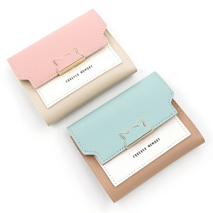<span class=keywords><strong>Portafoglio</strong></span> porta carte di credito corto da ragazza carina Cat Designs portamonete piccolo a tre pieghe <span class=keywords><strong>portafoglio</strong></span> multifunzione in tinta unita per donna - Product Image 5