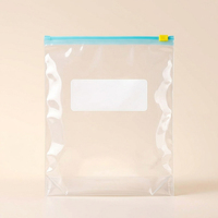 Sac en plastique transparent LDPE de qualité alimentaire, épaisseur 0,1 mm, avec fermeture éclair coulissante et étiquette inscriptible pour le stockage des aliments