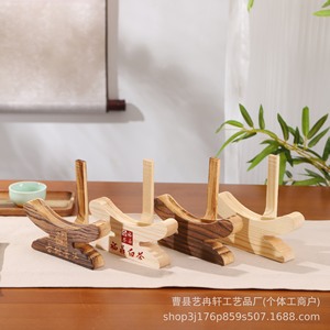 Wooden Tea Cake Rack <b>Pine</b> Wood Carbonization Durable Desktop Display <b>Shelf</b> Multipurpose Storage - Product Image 5