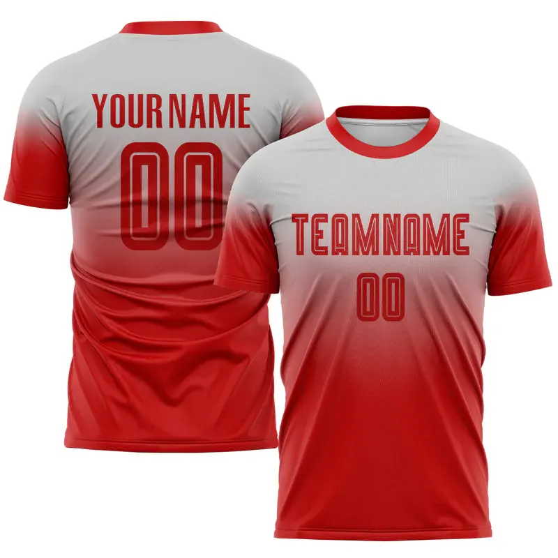 Uniforme de fútbol al por mayor barato, camisetas de fútbol retro de calle personalizadas para mujer, camisetas de fútbol retro rojas y grises